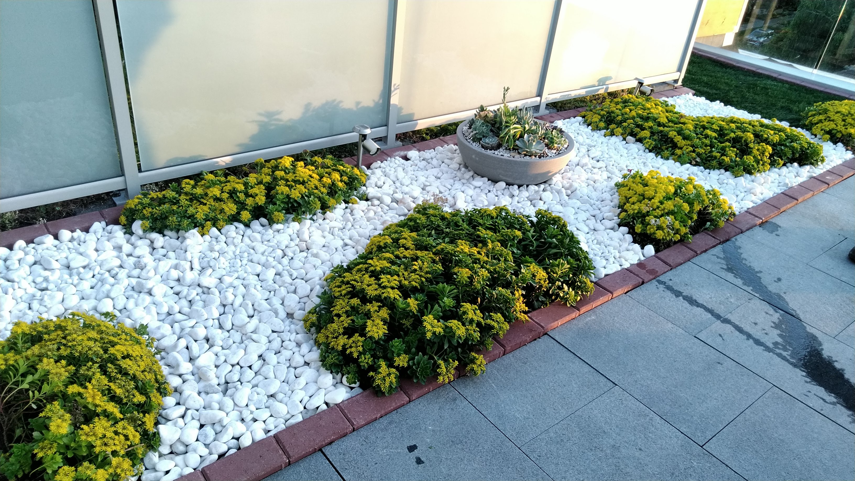 White stones rockery with shrubs, Vancouver